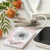 Delicate Blush Pink Daisy Flower Sleutelhanger (Voorkant Rechts)