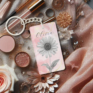 Delicate Blush Pink Daisy Flower Sleutelhanger