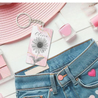 Delicate Blush Pink Daisy Flower Sleutelhanger