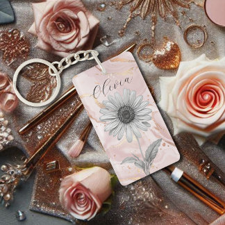 Delicate Blush Pink Daisy Flower Sleutelhanger