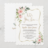 Delicate Blush Pink Floral Baby shower Tea Party Kaart (Voorkant / Achterkant)