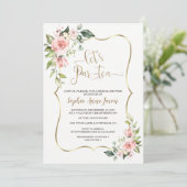 Delicate Blush Pink Floral Bridal Tea Party Kaart (Staand voorkant)