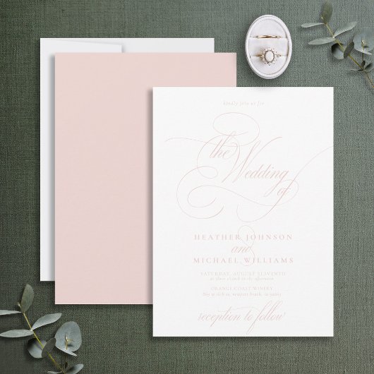 Delicate Blush Pink Modern Calligrafie Klassiek Kaart