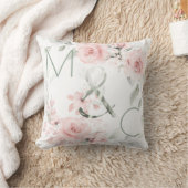 Delicate Blush Pink Rose Monogram Kussen (Deken)