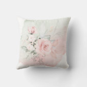 Delicate Blush Pink Rose Monogram Kussen (Achterkant)