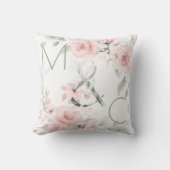Delicate Blush Pink Rose Monogram Kussen (Voorkant)