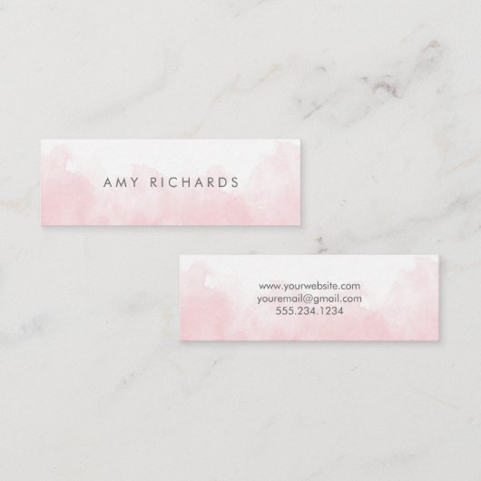 Delicate Blush Pink Waterverf Elegant Pastel Mini Visitekaartje (Voorkant / Achterkant)