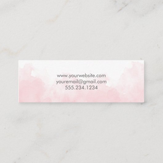 Delicate Blush Pink Waterverf Elegant Pastel Mini Visitekaartje (Achterkant)