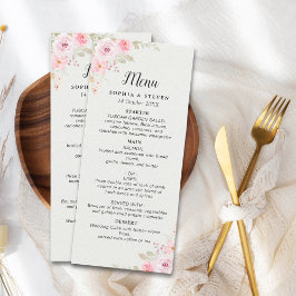 Delicate Blush Roses Wedding Theme Programmakaart
