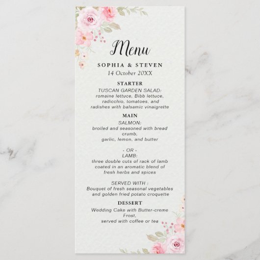 Delicate Blush Roses Wedding Theme Programmakaart (Voorkant)