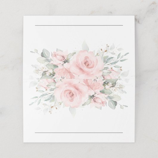 Delicate Blush Roze Bloemen Bruiloft Gast Naam Plaatskaartje (Buitenkant ongevouwen)