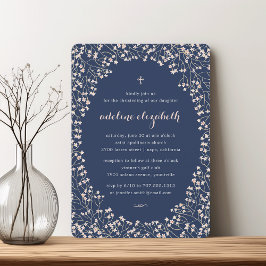 Delicate Blush Roze Bloemen Doop of Doop Kaart