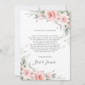 Delicate Blush Roze Bloemen Krans Bruiloft Foto Bedankkaart (Achterkant)