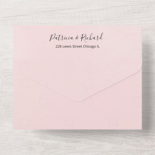 Delicate Blush Roze Bloemen Waterverf Bruiloft All In One Uitnodiging (Achterkant)