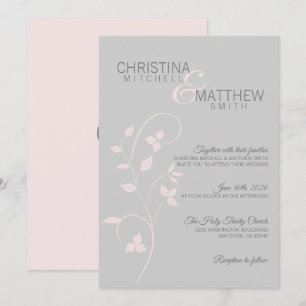 Delicate Blush Roze Stoffig Roos & Grijze Wijnstok Kaart