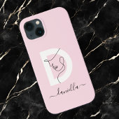 Delicate Blush Roze & Vrouwen Gezicht Omtrek Monog Case-Mate iPhone Case