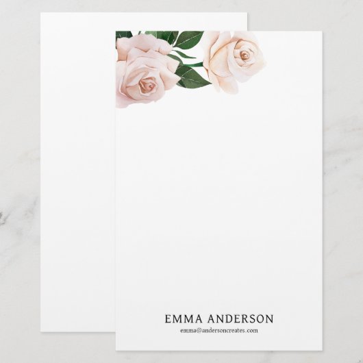 Delicate Blush-Rozen Briefpapier (Voorkant / Achterkant)