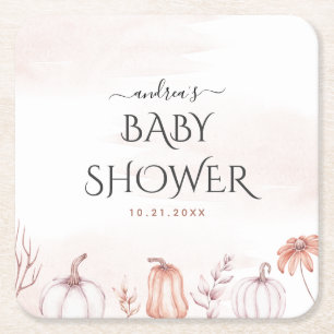 Delicate Blush Warm Tone Herfst Pumpkin Baby showe Kartonnen Onderzetters