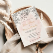 Delicate Blush Wash with Modern Black Botanical  Kaart