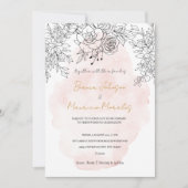 Delicate Blush Wash with Modern Black Botanical  Kaart (Voorkant)