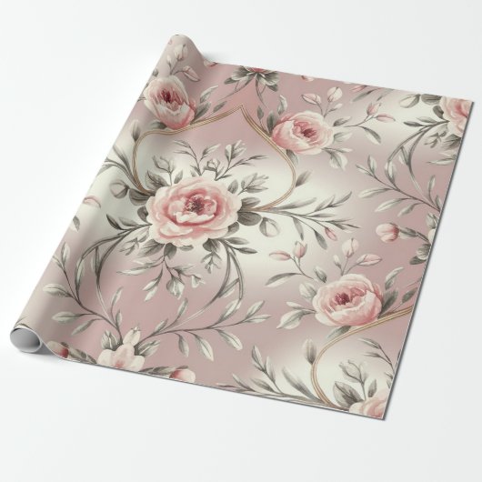 Delicate Blush Waterverf Gift Wrap Cadeaupapier (Uitgerold)
