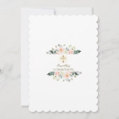 Delicate Blush White Flowers First Heilige Communi Kaart (Achterkant)