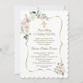 Delicate Blush White Flowers First Heilige Communi Kaart (Voorkant)