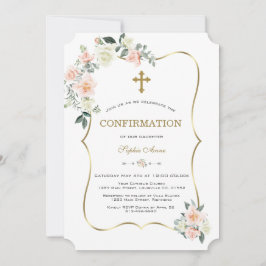 Delicate Blush Witte Bloemen Gouden Bevestiging Kaart