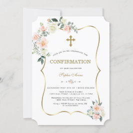 Delicate Blush Witte Bloemen Gouden Bevestiging Kaart