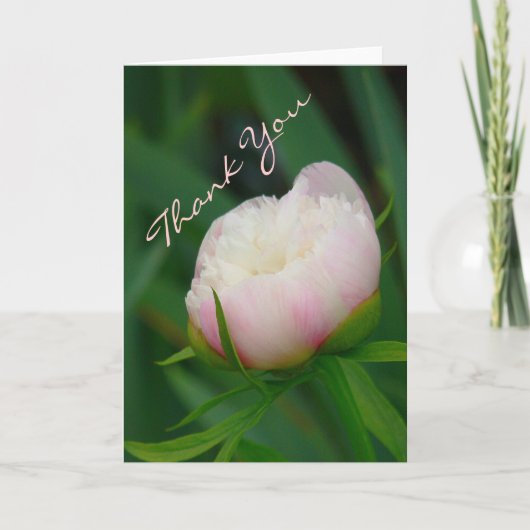 "DELICATE BLUSHING PEONY/ BEDANKT" NOTECARD BEDANKKAART (Voorkant)
