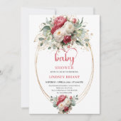 Delicate Bohemian Crimson Red White Gold Baby Show Kaart (Voorkant)