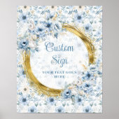 Delicate Bohemian Dusty Blue Gold Wedding Custom Poster (Voorkant)