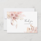 Delicate Bohemian Pink Floral Hartelijk dank Bedankkaart (Voorkant)