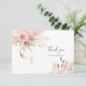 Delicate Bohemian Pink Floral Hartelijk dank Bedankkaart (Staand voorkant)