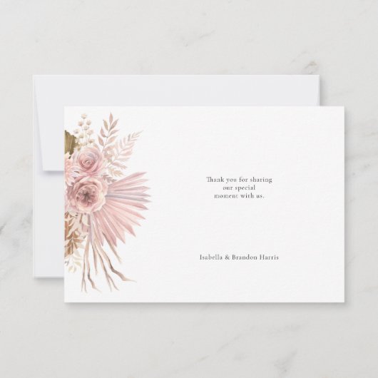 Delicate Bohemian Pink Floral Hartelijk dank Bedankkaart (Achterkant)