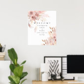 Delicate Bohemian Pink Floral Poster (Thuiskantoor)