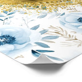 Delicate Boho Dusty Blue Gold 8x10 Trouwbord Poster (Hoek)