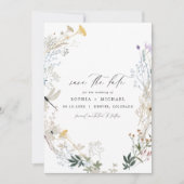 Delicate Boho Earth Tone Wildflower Save the Date Kaart (Voorkant)