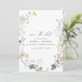 Delicate Boho Earth Tone Wildflower Save the Date Kaart (Staand voorkant)