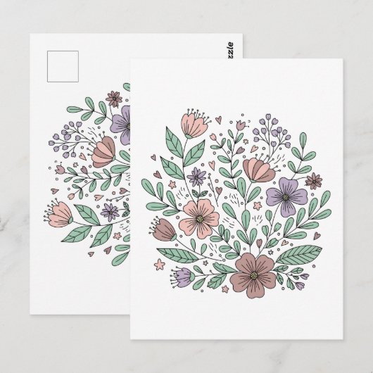 Delicate Boho Floral Kaart (Voorkant / Achterkant)