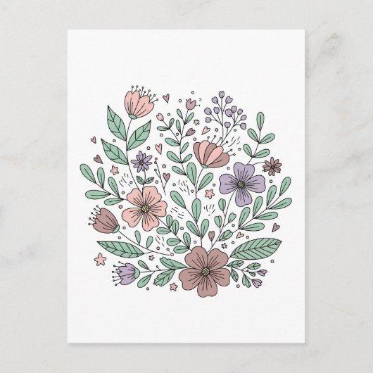 Delicate Boho Floral Kaart (Voorkant)