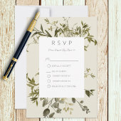 Delicate Boho groen bruiloft RSVP Kaartje