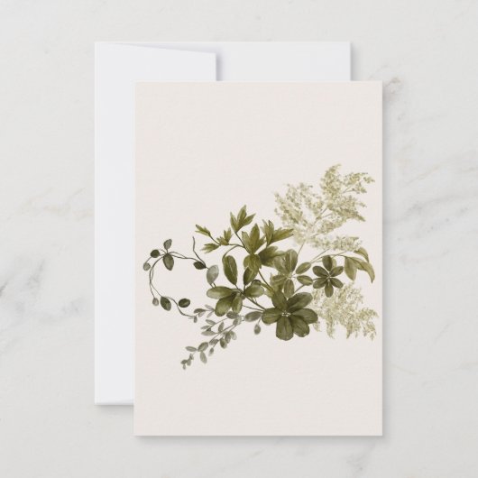 Delicate Boho groen bruiloft RSVP Kaartje (Achterkant)