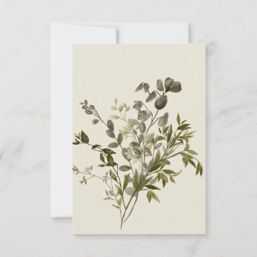 Delicate Boho groen bruiloft Save The Date (Achterkant)