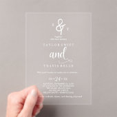 Delicate Boho Monogram Acryl Huwelijksuitnodiging Uitnodigingen (Insitu (Draagbaar))