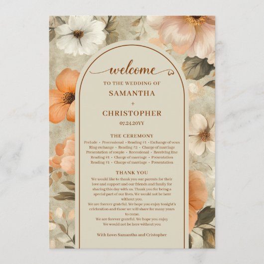 Delicate Boho Terracotta Beige Olive Sage Program Programmakaart (Voorkant)
