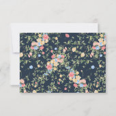 Delicate Boho-wildbloem Navy Blue Trouw-QR-code RSVP Kaartje (Achterkant)