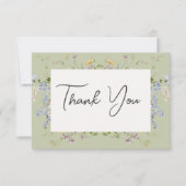 Delicate Boho Wildbloemen Groene bruiloft Bedankkaart (Voorkant)