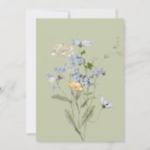 Delicate Boho Wildbloemen Groene bruiloft Kaart (Achterkant)