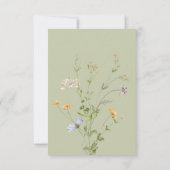 Delicate Boho Wildbloemen Groene bruiloft RSVP Kaartje (Achterkant)